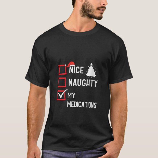 My Medications Nice Naughty Christmas V Neck  T-Shirt (Vorderseite)