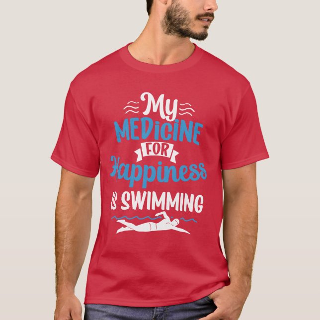 My Medicine For Happiness Is Swimming Sports retro T-Shirt (Vorderseite)