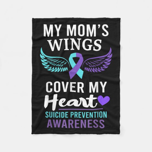 My Mom's Wings Cover Heart Suicide Awareness Ribbo Fleecedecke (Vorderseite)