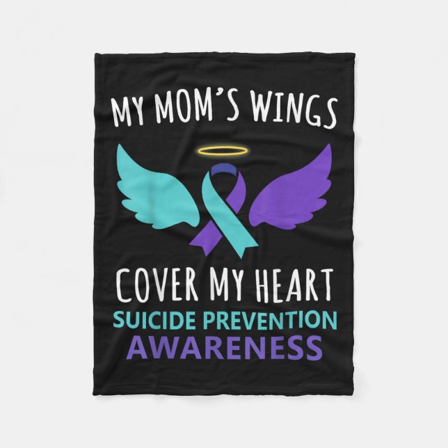 My Mom's Wings Cover Heart Suicide Awareness Ribbo Fleecedecke (Vorderseite)