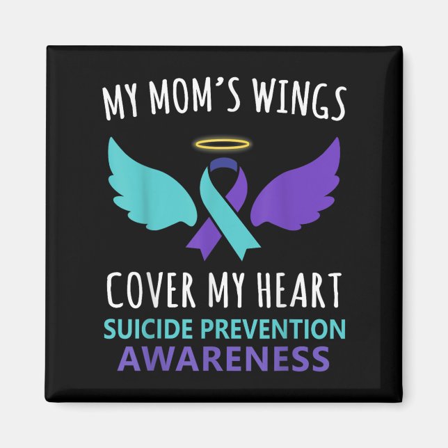 My Mom's Wings Cover Heart Suicide Awareness Ribbo Magnet (Vorne)