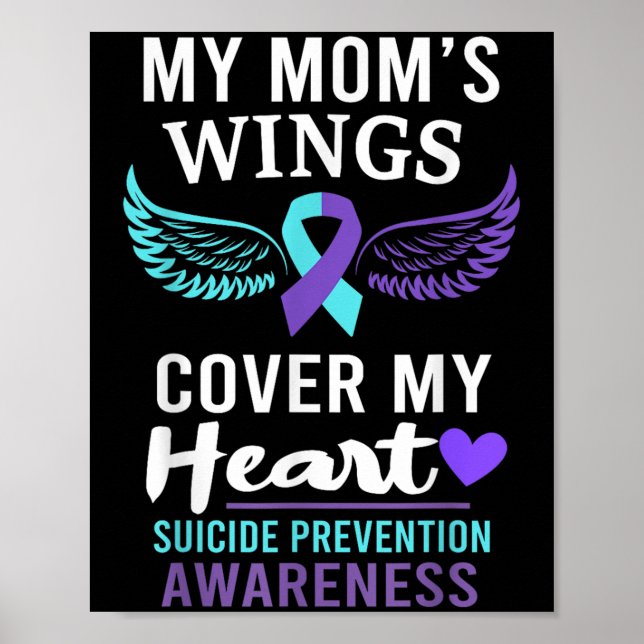 My Mom's Wings Cover Heart Suicide Awareness Ribbo Poster (Vorne)