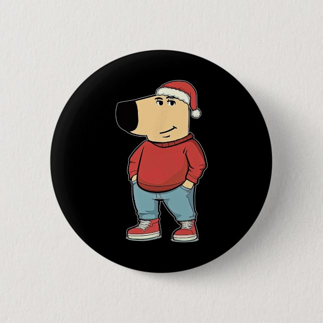 My New Character Is A Chill-guy Meme Funny Christm Button (Vorderseite)