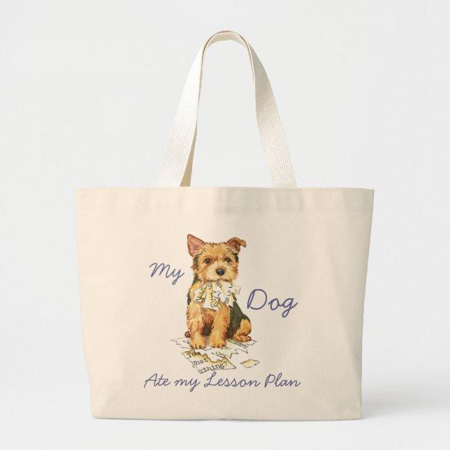 My Norwich Terrier Ate my Lessingplan Jumbo Stoffbeutel (Vorne)