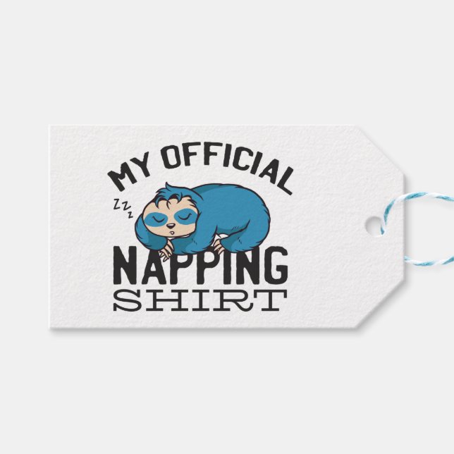 My official napping shirt - Lazy sleeping Sloth Geschenkanhänger (Vorderseite (Horizontal))