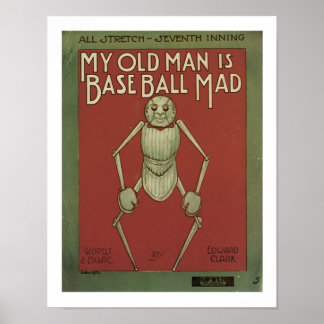 My old man Baseball verrückt Musik Cover Art Poste Poster