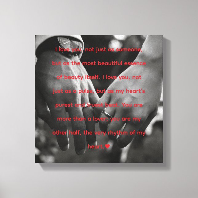 My Other Half" Romantic Heartbeat Quote Canvas Leinwanddruck (Vorderseite)
