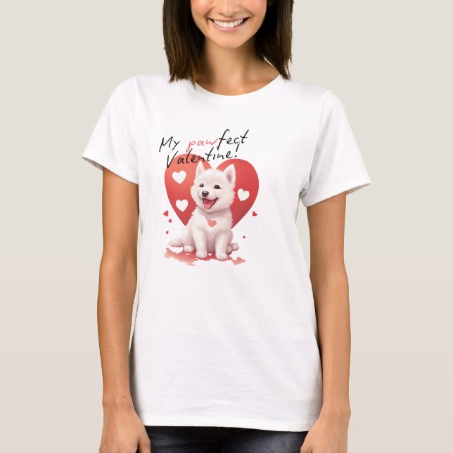 My Pawfect Valentine: Süßer weißer Jindo-Hund  T-Shirt (Vorderseite)