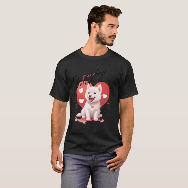 My Pawfect Valentine: Süßer weißer Jindo-Hund  T-Shirt (Vorne ganz)