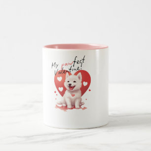 My Pawfect Valentine: Süßer weißer Jindo-Hund  Zweifarbige Tasse