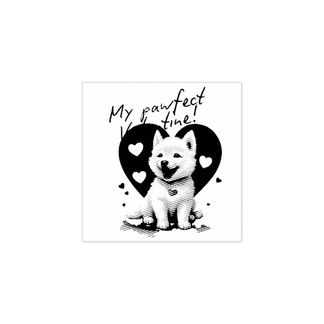 My Pawffect Valentine - Adorable White Jindo Puppy Gummistempel (Prägung)