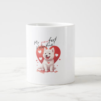 My Pawffect Valentine - Adorable White Jindo Puppy Jumbo-Tasse