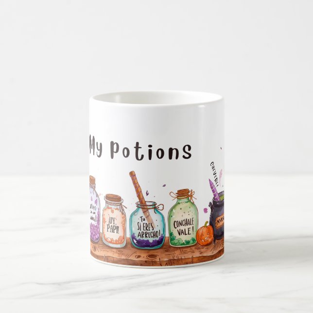 “My Potions” con frases venezolanas  Kaffeetasse (Mittel)