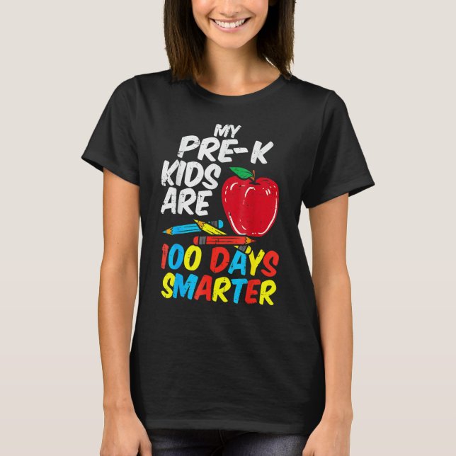 My Pre K Kids 100 Days Smarter Apple 100th Day Tea T-Shirt (Vorderseite)