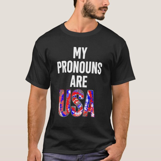 My Pronouns Are Usa 4th Of July American Flag Tie  T-Shirt (Vorderseite)