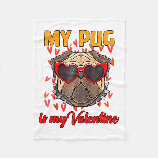 My Pug In My Valentine Cute Valentineu2019s Day Pe Fleecedecke (Vorderseite)