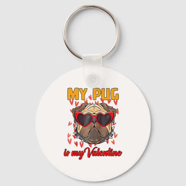My Pug In My Valentine Cute Valentineu2019s Day Pe Schlüsselanhänger (Vorderseite)
