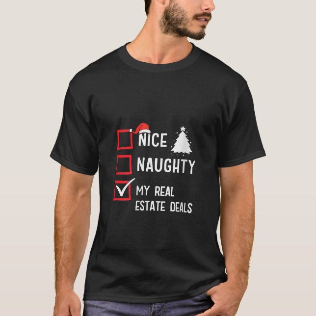 My Real Estate Deals Nice Naughty Christmas V Neck T-Shirt (Vorderseite)