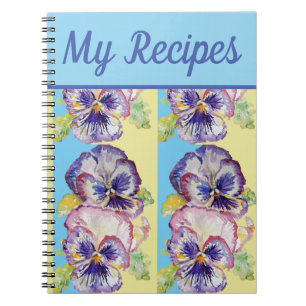 My Recipe Book Pansy Purple Flower Watercolour Art Notizblock