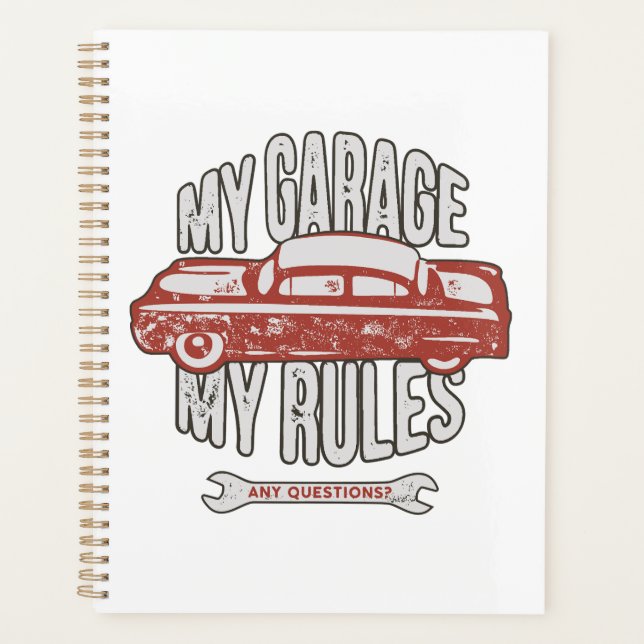 My Rules Classic Red Car Retro Mechanic Planer (Vorderseite)