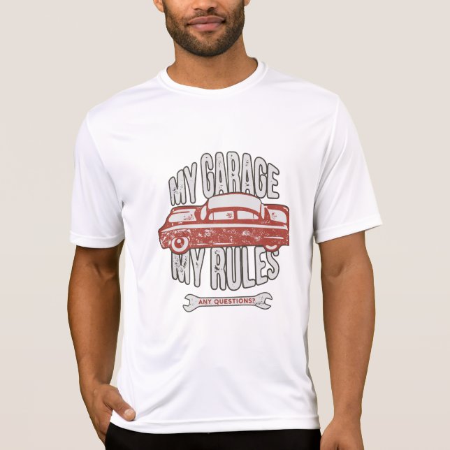 My Rules Classic Red Car Retro Mechanic T-Shirt (Vorderseite)