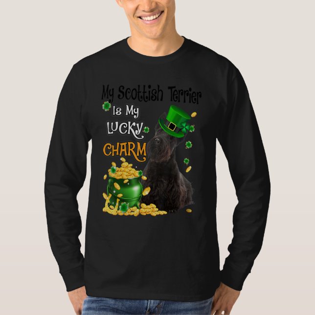 My Scottish Terrier Is My Lucky Charm Cute Dog Pat T-Shirt (Vorderseite)