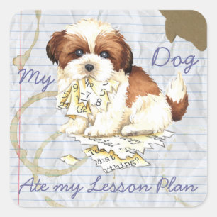 My Shih Tzu Ate my Lessingplan Quadratischer Aufkleber