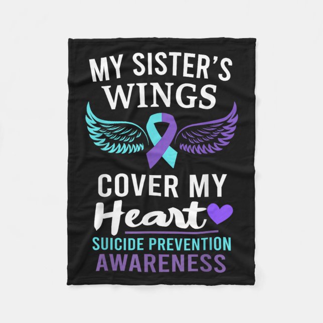 My Sister's Wings Cover Heart Suicide Awareness Ri Fleecedecke (Vorderseite)