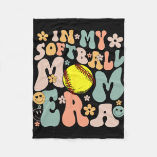 My Softball Mama Era Mama Groovy Life Game Day Vib Fleecedecke