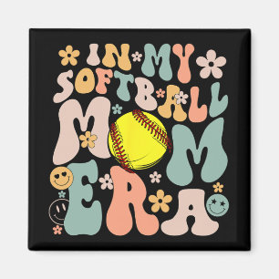 My Softball Mama Era Mama Groovy Life Game Day Vib Magnet