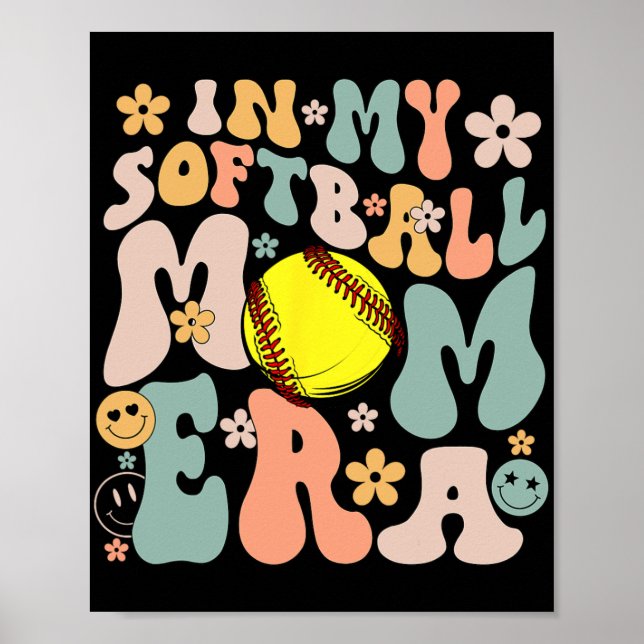 My Softball Mama Era Mama Groovy Life Game Day Vib Poster (Vorne)