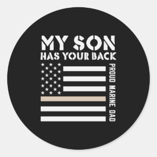 My Son Has Your Back Proud Marine Dad Usa Flag Runder Aufkleber