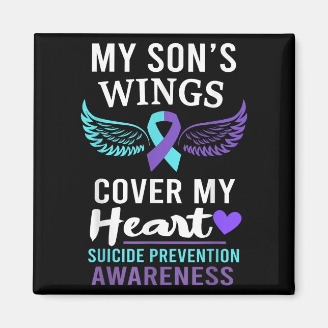 My Son's Wings Cover Heart Suicide Awareness Ribbo Magnet (Vorne)