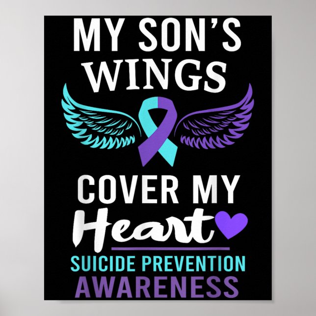 My Son's Wings Cover Heart Suicide Awareness Ribbo Poster (Vorne)