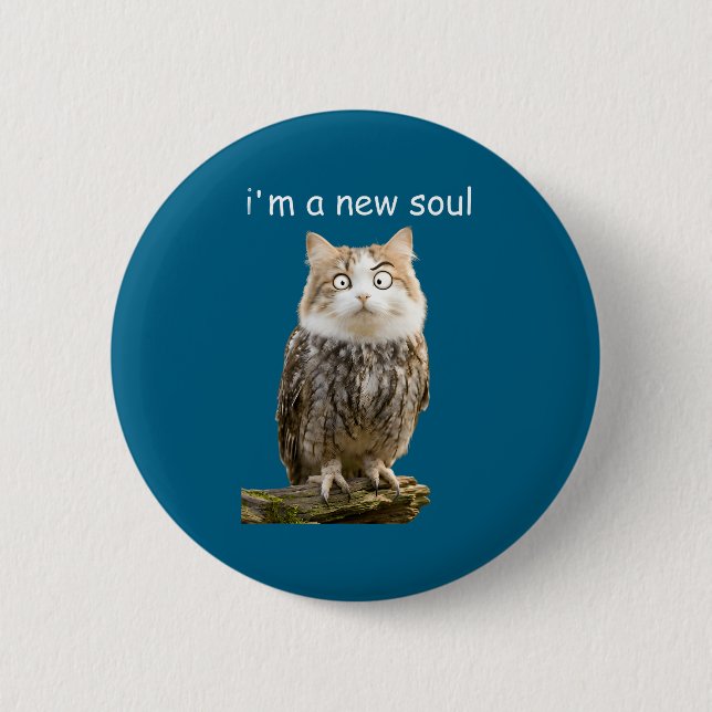 My Srit Animal Funny Meowl, Cursed Cat Owl Brainro Button (Vorderseite)
