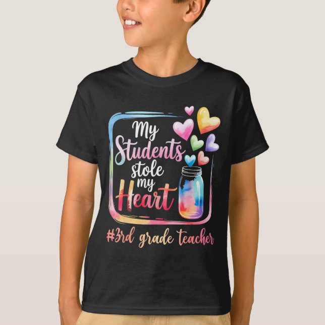 My Student Stole My Heart 3rd Grade Teacher Valent T-Shirt (Vorderseite)