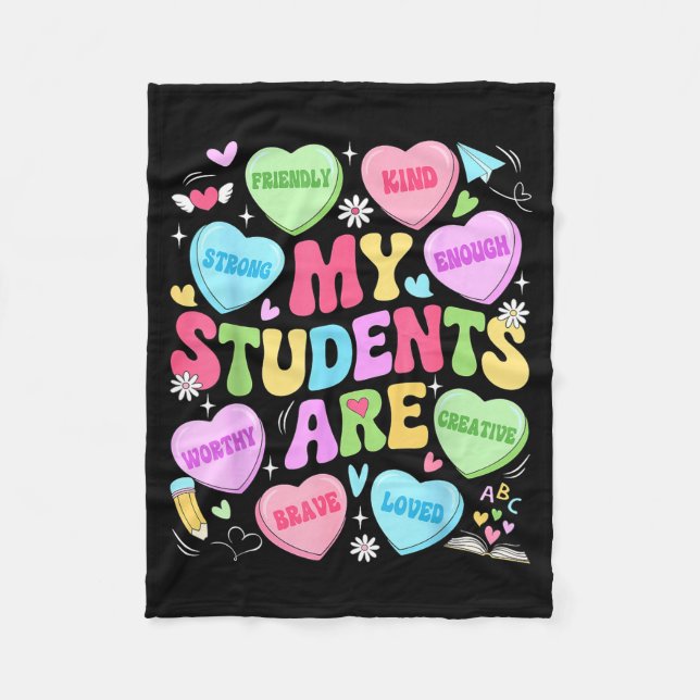 My Students Are Kind Strong Valentine Teacher Wome Fleecedecke (Vorderseite)