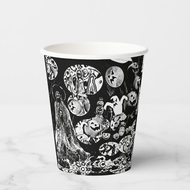 My Super Halloween black and white Pappbecher (Vorderseite)