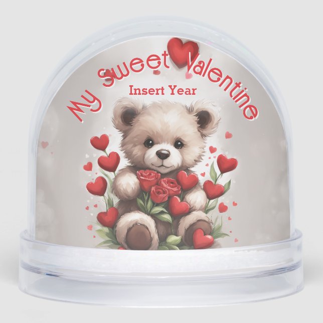 My Sweet Valentine Teddy Bear Keepsake Schneekugeln (Vorderseite)