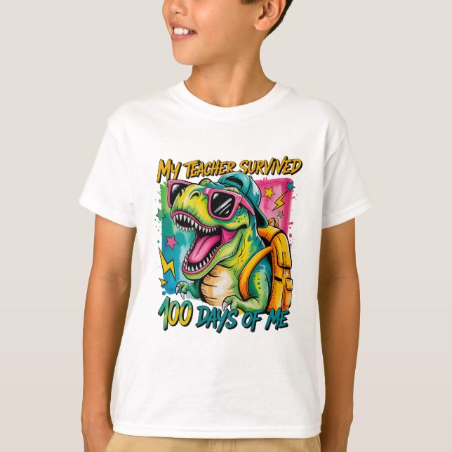My Teacher Survived 100 Days of Me Dinosaur Shirt (Vorderseite)
