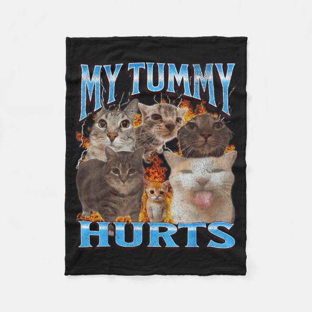My Tummy Hurts Funny Cat Meme Bootleg Graphic  Fleecedecke (Vorderseite)