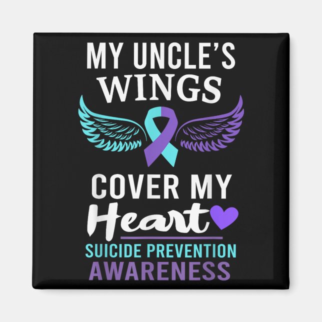 My Uncle's Wings Cover Heart Suicide Awareness Rib Magnet (Vorne)