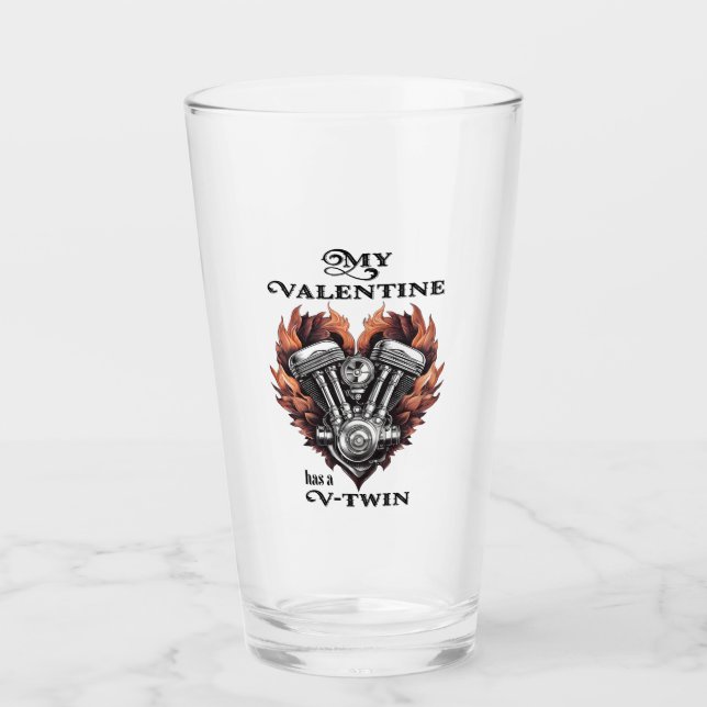 My Valentine has a V-Twin, Biker style Glas (Vorderseite)