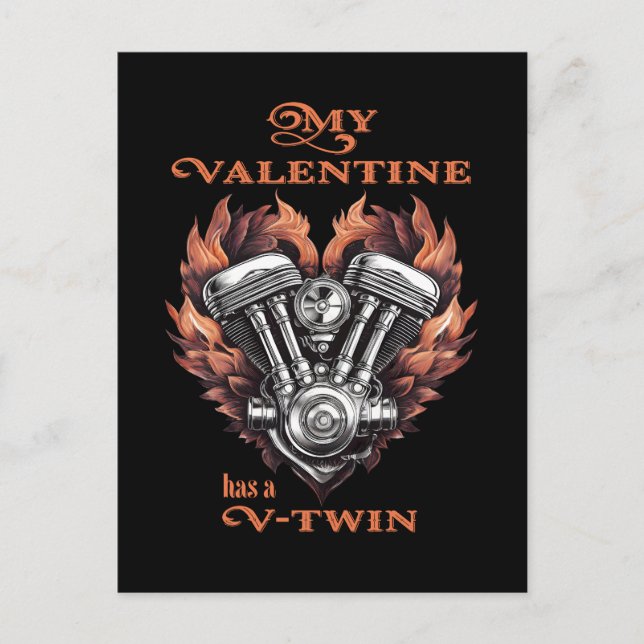 My Valentine has a V-Twin, Biker style Postkarte (Vorderseite)