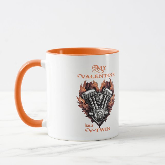My Valentine has a V-Twin, Biker style Tasse (Links)
