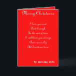 My wife romantic Christmas greeting cards Feiertagskarte<br><div class="desc">Romantic Christmas greeting cards with dedication to a loving wife</div>