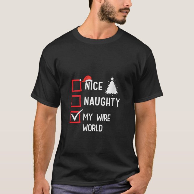 My Wire World Nice Naughty Christmas V Neck  T-Shirt (Vorderseite)