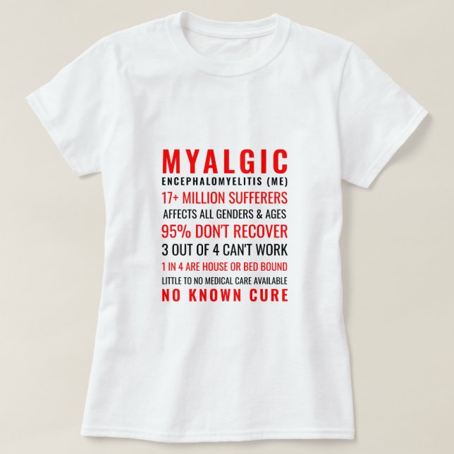 Myalgic Encephalomyelitis (ME) Stats T-Shirt (Design vorne)