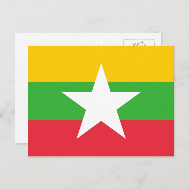 Myanma/birmanische Flagge, Flagge von Myanmar/Birm Postkarte (Vorne/Hinten)