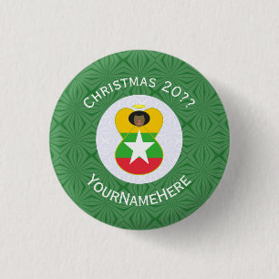 Myanmar Burma Flag Engel Weihnachten Personalisier Button